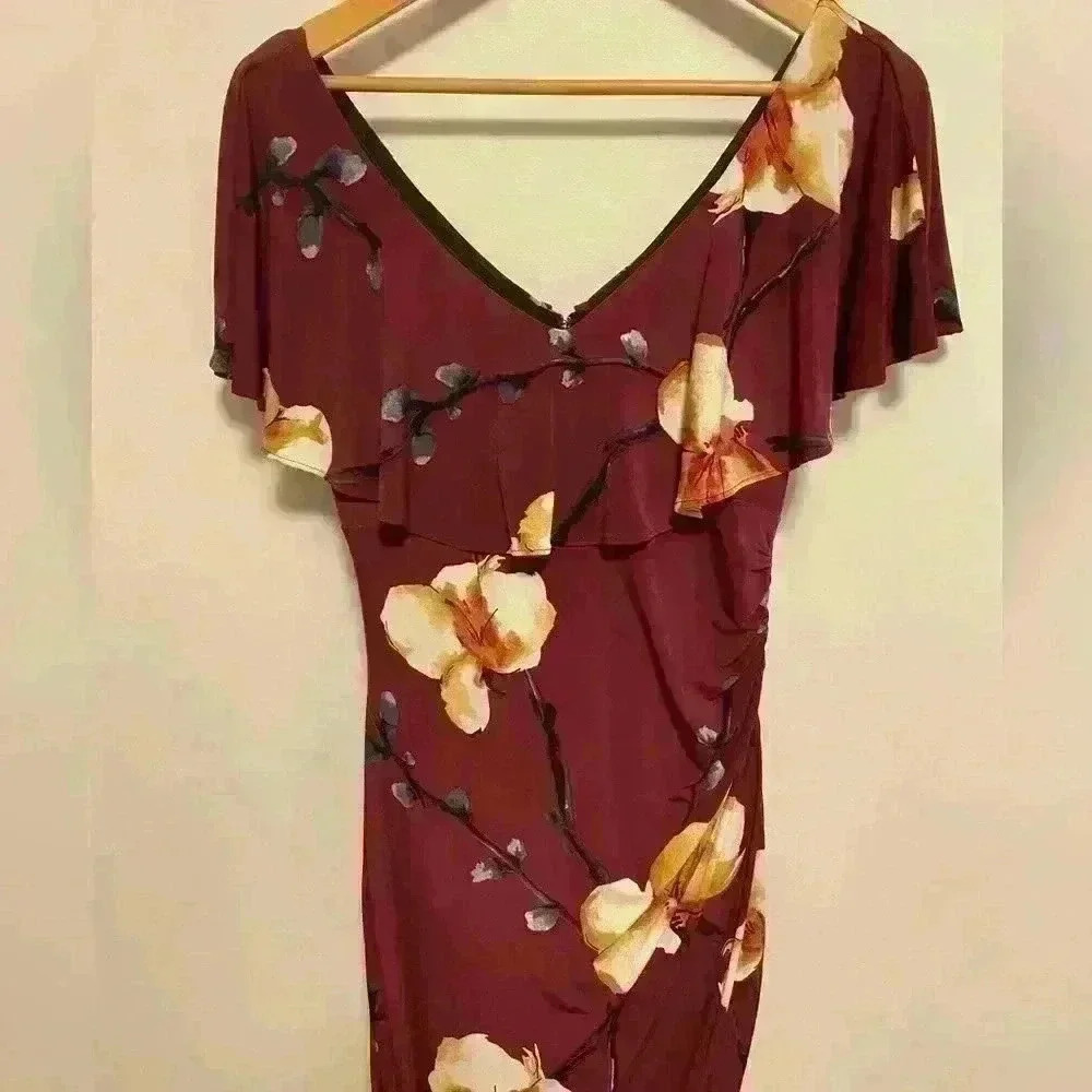 Beautiful Off the Shoulder Le Château Dress with Floral Design